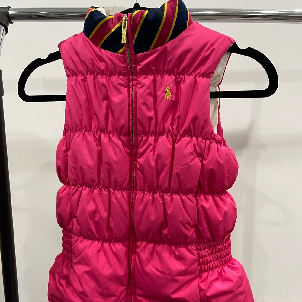 Ralph Lauren Child’s Vest - Reversible Hot Pink/White - Size 8